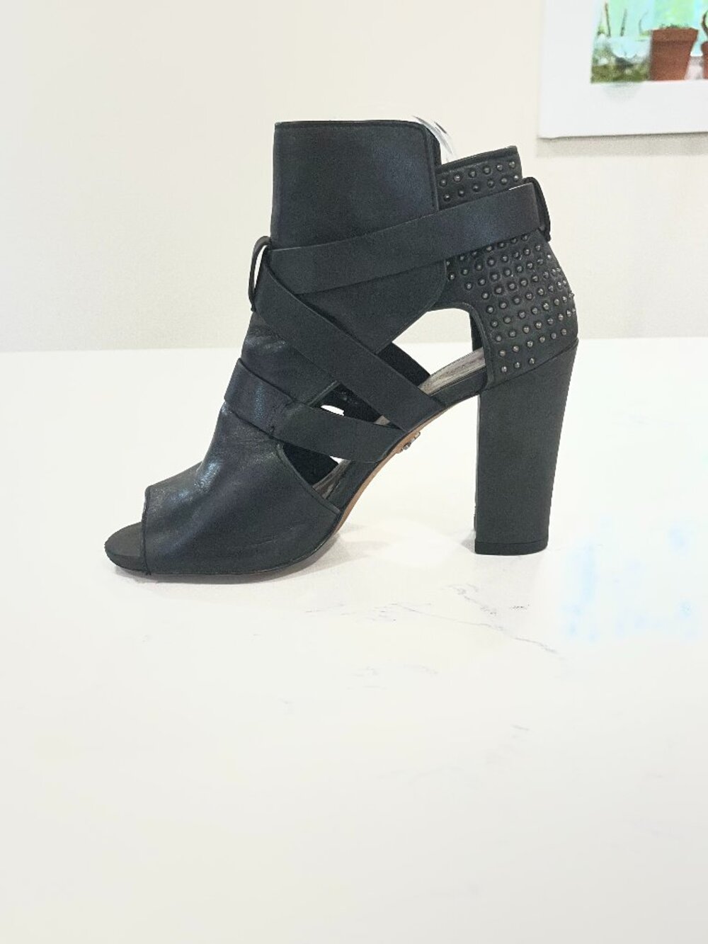 Pour La Victoire Womens Estel Black Peep-Toe Heels 8 Medium